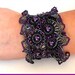 Freeform freestyle Beaded Cuff Bracelet Purple lilac black silver, Unique gift Ooak jewelry