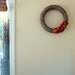 Yarn Wreath - Autumn, Fall Door Wreath.  Felt leaves, Brown, Red, Orange, Yellow, Burgundy - Perfect for Fall - Harvest Colours.