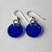 BLUE Wine Bottle Earrings, Recycled Glass, Upcycled Jewelry, Circles, Handmade Earrings, Sterling Silver Jewelry, Dessin Creations