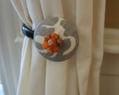 Curtain Tie Backs Tiebacks Drapery Tie Back Tieback Unique Tangerine Gray Vintage Jewelry FREE SHIPPING