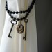 Black Curtain Tie Back Glass Bead Cameo Skeleton Key Findings Shabby Chic Unique Curtain Holdback Window Treatment Drapery Etsy Coupon