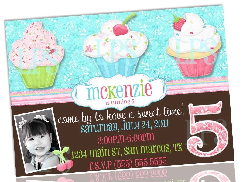 Cupcake Birthday Party Invitation PRINTABLE digital file