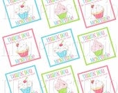Sweet Shoppe Cupcake Themed  2 inch square favor tags PDF Digital Printable File