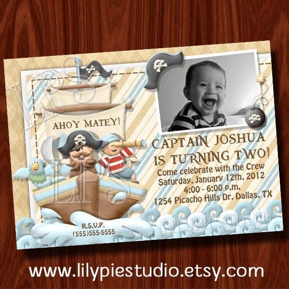 Pirate Birthday Photo Invitation Printable Digital File Il_570xn