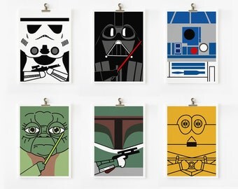 Star wars art print 5 x 7 set of 6 (Set A)
