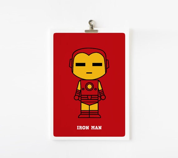Cute superhero - Iron man 5x7 art prints