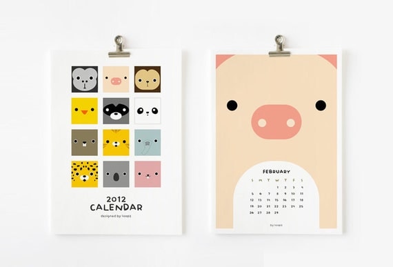 2012 Calendar, Cute Animal Printable