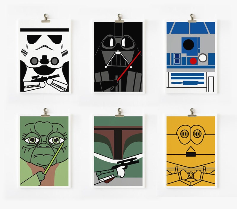 Star wars art print 5 x 7 set of 6 (Set A)