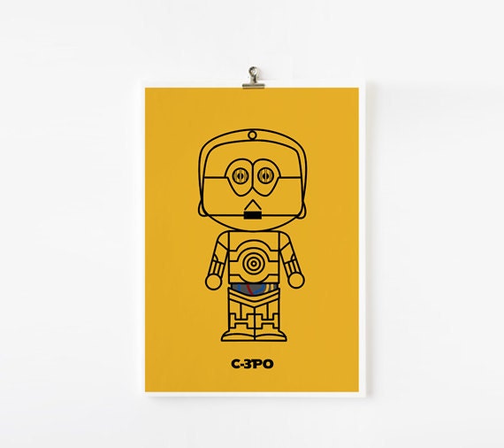 Cute Star wars art print 5 x 7 set of 6 (Set A)