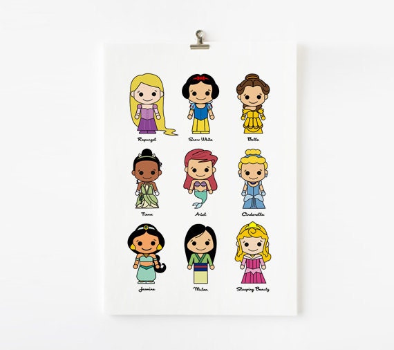 Cute Princesses 8x10 wall art, art print