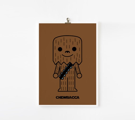 Cute Star wars art print 5 x 7 set of 6 (Set B)