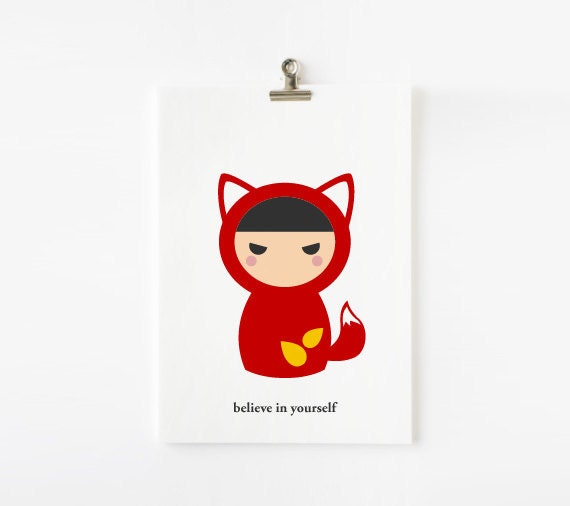 Positive inspiring words - animal matryoshka flashcards set of 12