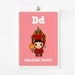 Kids wall art, Alphabet poster D is for Dragon Fruit 8x10 art print