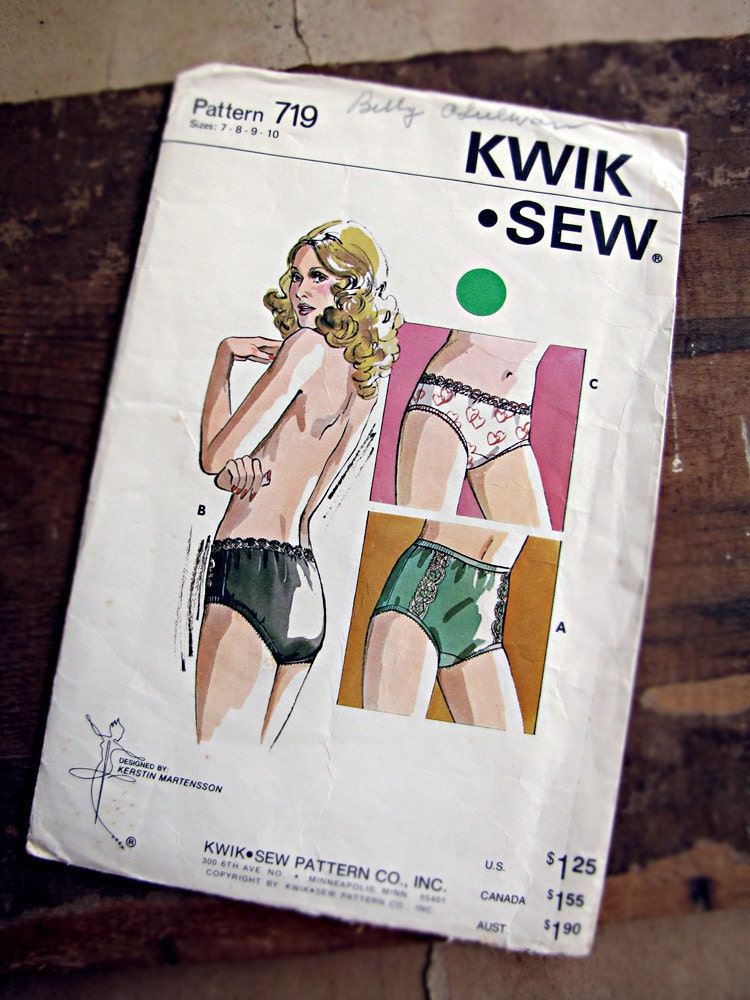 vintage sewing pattern - big girl underpants - panties - womens size 7 8 9 10 - underwear