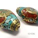 Gorgeous Turqouise and Red Coral Tibetan Inlay Bead