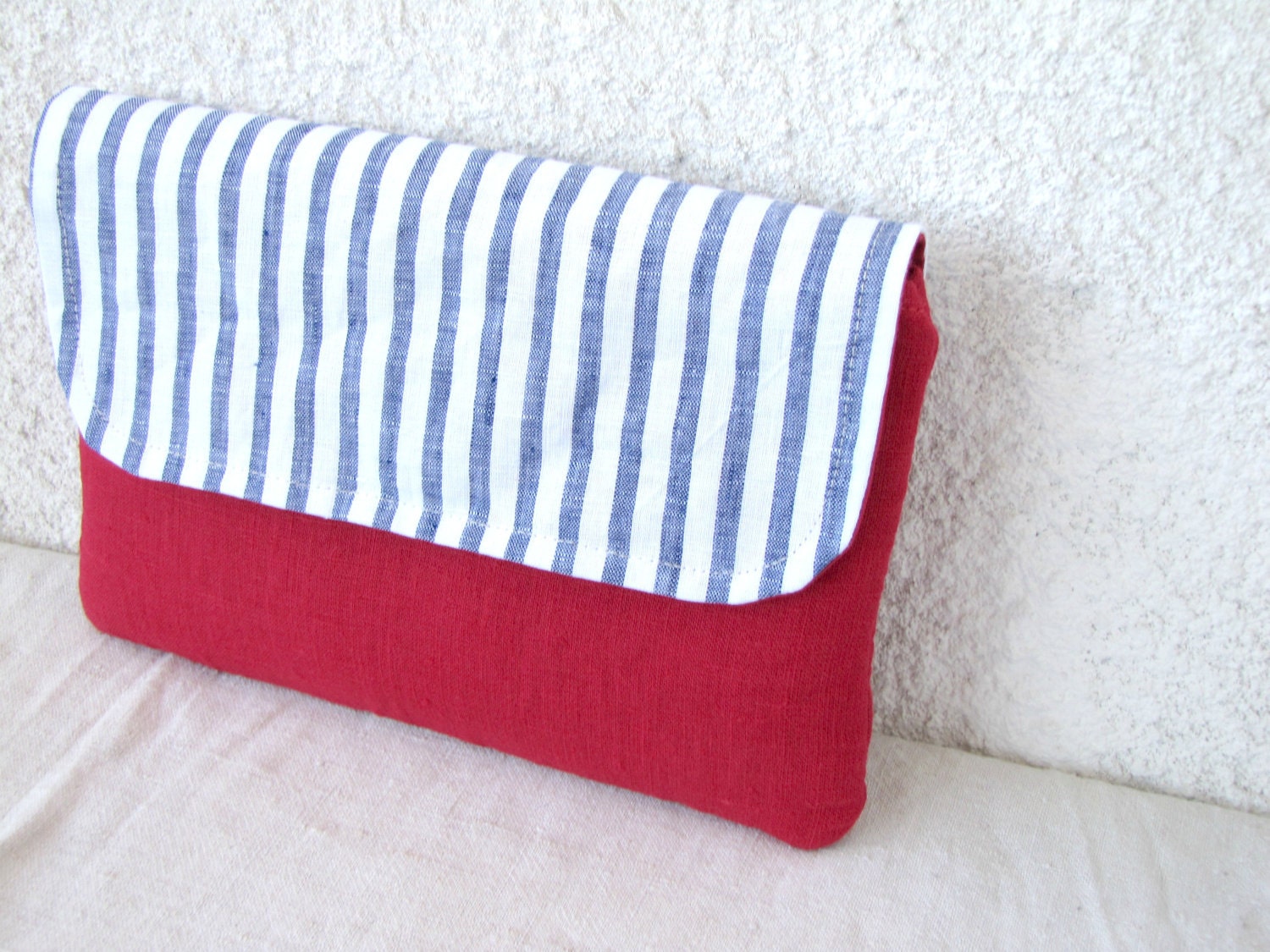 Nautical Clutch purse flap striped