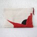 OOAK Clutch - Canvas and upcycled leather appliqué