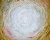 Original Abstract Painting in Yellow and White Oil, contemporary art