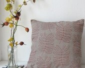 Handprinted Organic Cushion Cover Red/Light Grey 16 x 16"