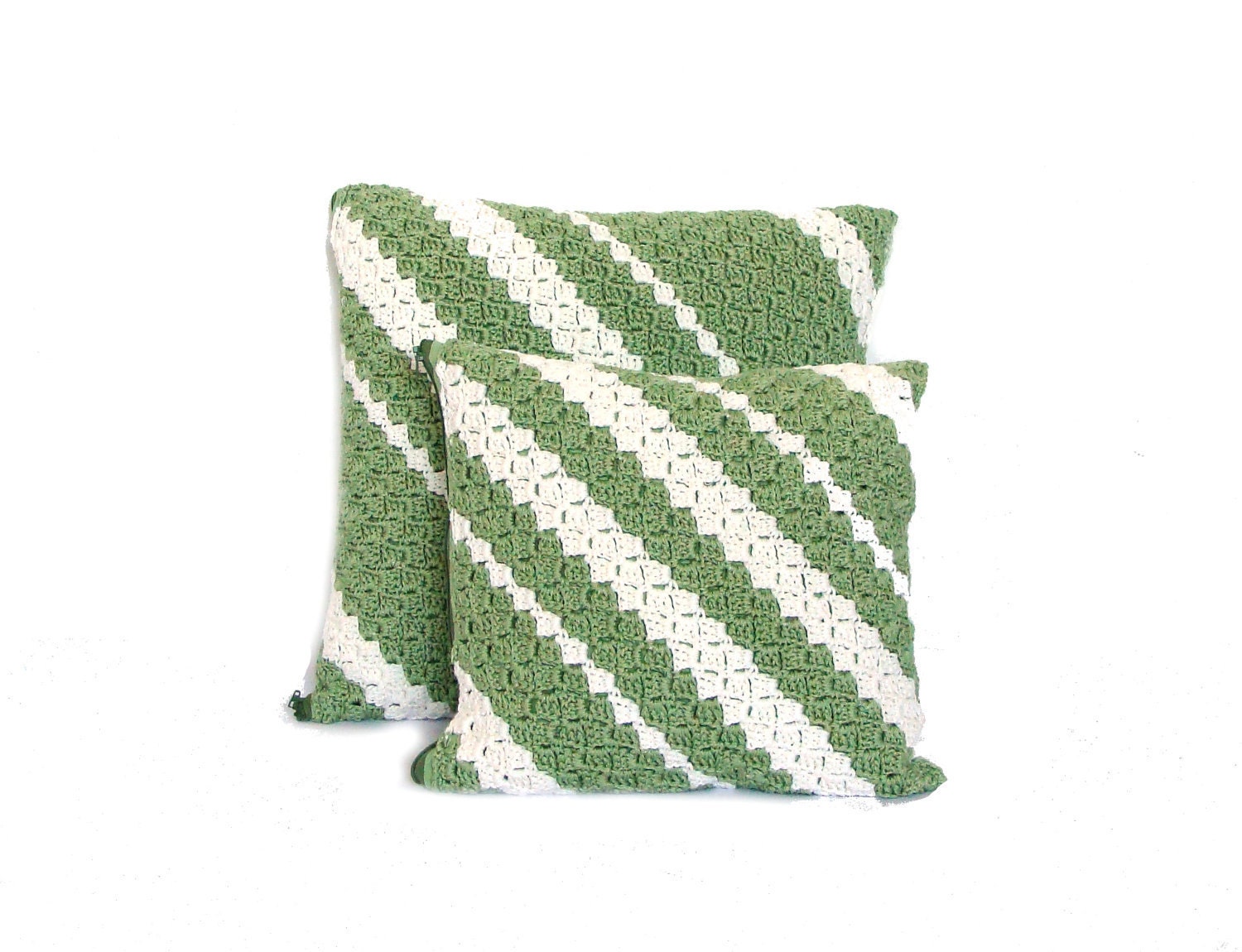 Set of two crochet decorative pillowcasses - 12'' and 15" free shipping