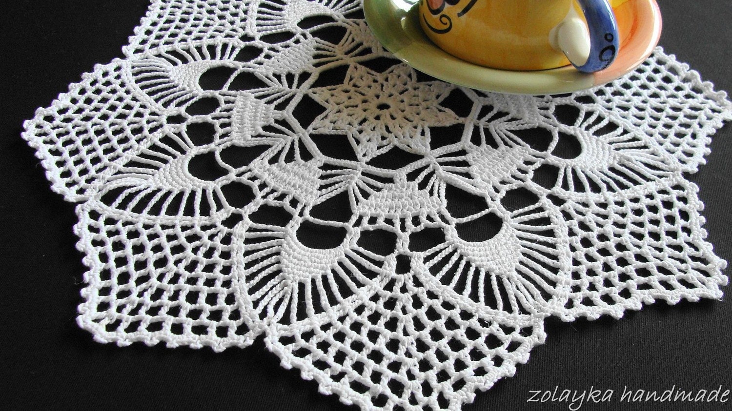 Crocheted Cotton Doily "Malcho", Free Shipping