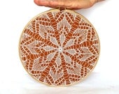 Embroidery Hoop Art - knitted lace - wall hanging house decoration - 9"