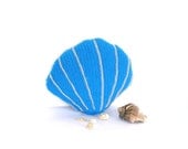 Sea shell decorative pillow, aqua blue and gray decor, sofa pillow, crochet sea shell cushion, stuffed
