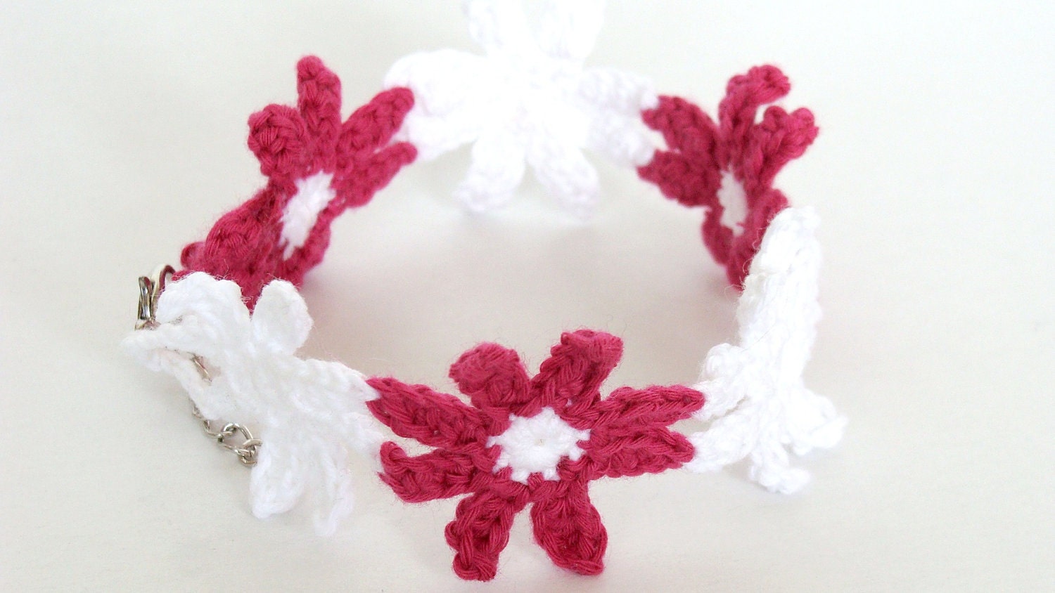 Crochet anklet bracelet flowers barefoot jewelry