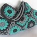 Turquoise flower crochet handbag, floral bag, shoulder bag, purse
