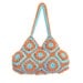 Flower crochet purse in turquoise and orange, crochet bag, shoulder bag, handbag