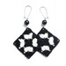 Black and white crochet square earrings , fiber earrings