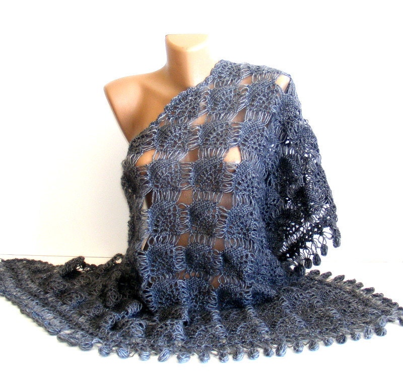 FREE SHIPPING gray crochet woman shawl,winter,spring trends,for her,fashion accessories,2012 trends,gift ideas,mothers day gift ,grey - seno