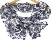 women silk chiffon scarf, fashion scarf, with handmade OYA lace, gift ideas, 2013 trends, accessory, Oya scarf, for her