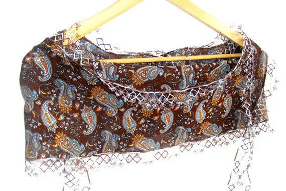 scarf ,women cotton scarves, fashion scarves, brown, Turkish oya scarf hand crocheted lace scarf/ ethnik / bandana /turban /headband