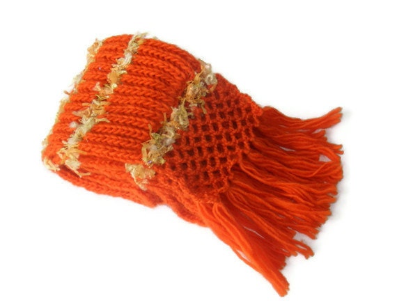 knitted women scarf, hand-knitted scarf for women, orange Wool scarf, Custom Handmade, gift ideas, Winter fashion