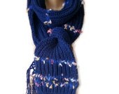 Knitted cobalt blue scarf, women hand knitting scarves, fashion long scarf, 2013 knitted scarf trend