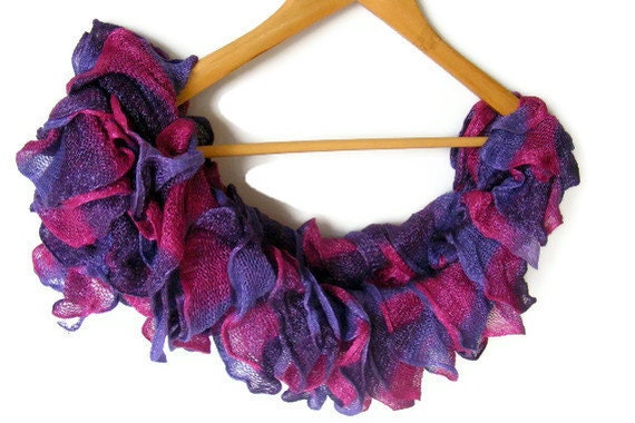 Hand Knitted women scarf, knit scarves, purple scarf, knitting, scarflette, neckwarmer, 2013 scarf Trends