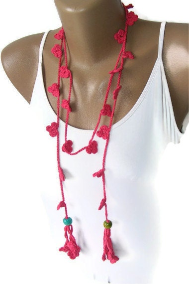 Lariat scarf Crochet, Fashion scarf, girly girl , floral ,flowers scarf ,pink flowers, woman scarves, gift for her