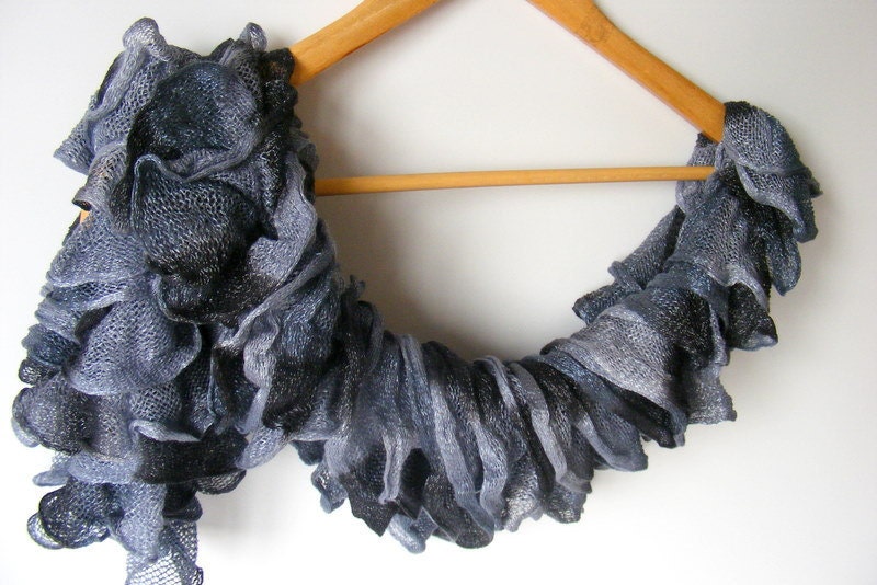 WAS 25 NOW 19  gray scarf ,women scarf,new 2012 trends,fashion accessories for women,gift for her,ruffle scarf,fall fashion,by SENO