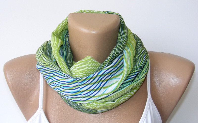 summer fashions,chiffon,colorful,unique,gift ideas,mothers day,stripes,green,blue,scarves,nylon-free,handmade gift scarf, 2012 trends,