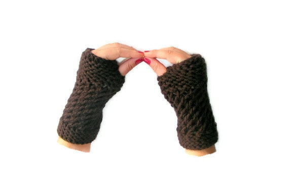 hand crocheted brown gloves, women gloves, mittens, 2013 crochet trend , fashion accessory