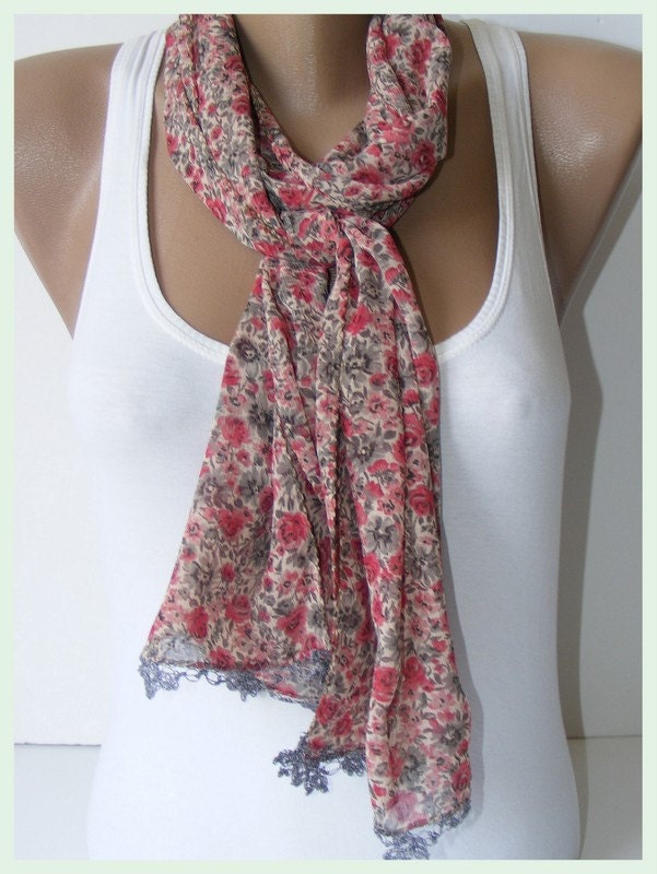 SALE chiffon scarf with lace multicolor shawl neckwarmer cowl chiffon scarf,for woman,fashion accessory,scarves,gift for her