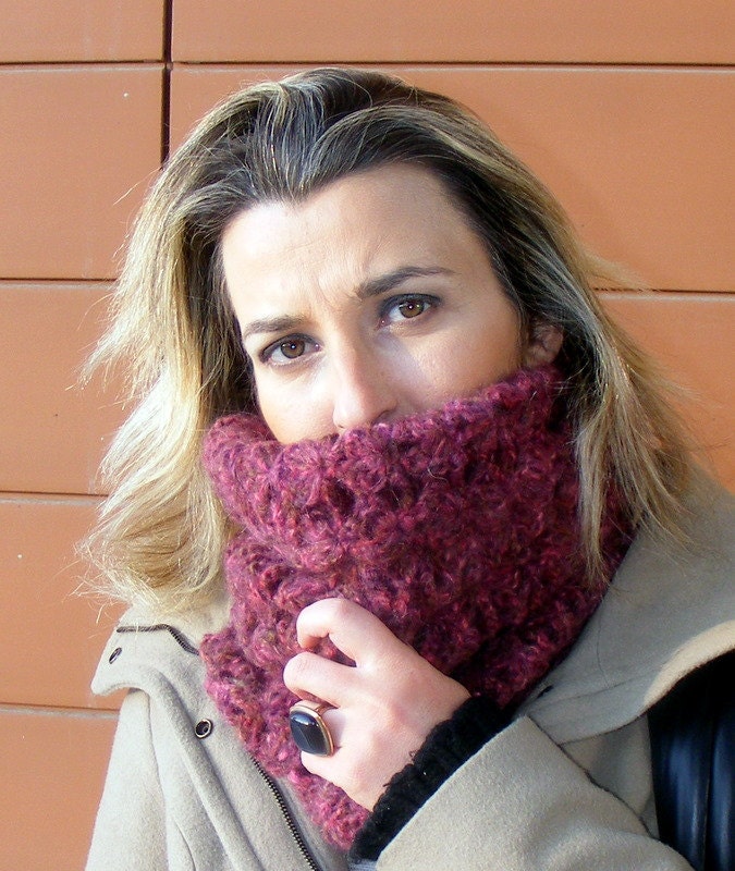 infinity Scarf ,women scarves, Block Infinity Scarf. Loop Scarf, Circle Scarf, Neck Warmer. Purple Crochet Infinity, for her, gifts idea