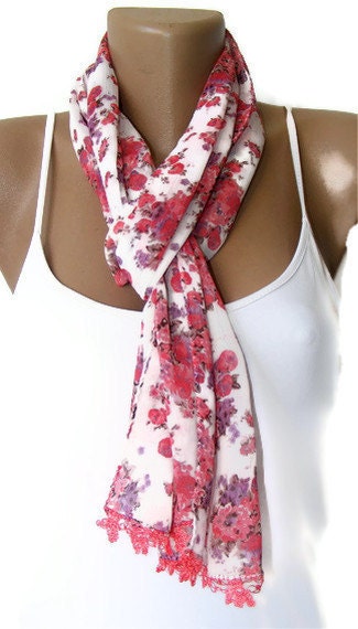women scarf, chiffon scarf, scarves, multicolor, with lace new design shawl /neckwarmer / cowl, for woman