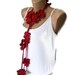 Valentines day,Crochet Red Flower Lariat Scarf,Fashion Flower Scarves,Necklace,crocheted scarves