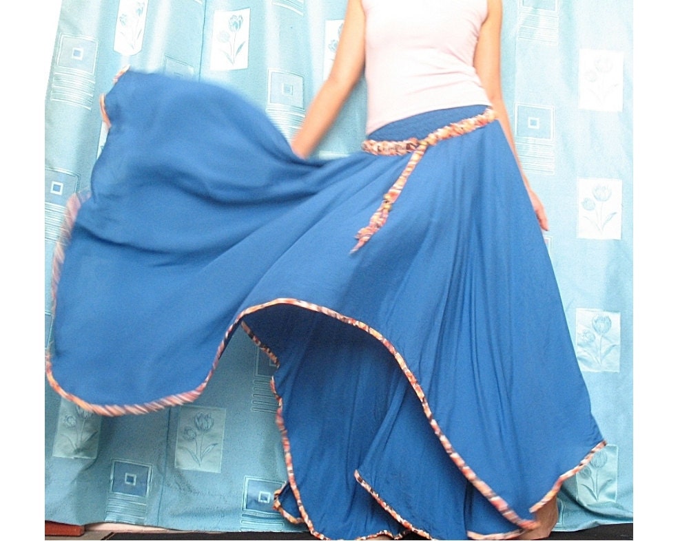 New Blue Summer Maxi Flowing Sundress Floral Wide Sexy Long Skirt Knee Beach Dress S M L XL