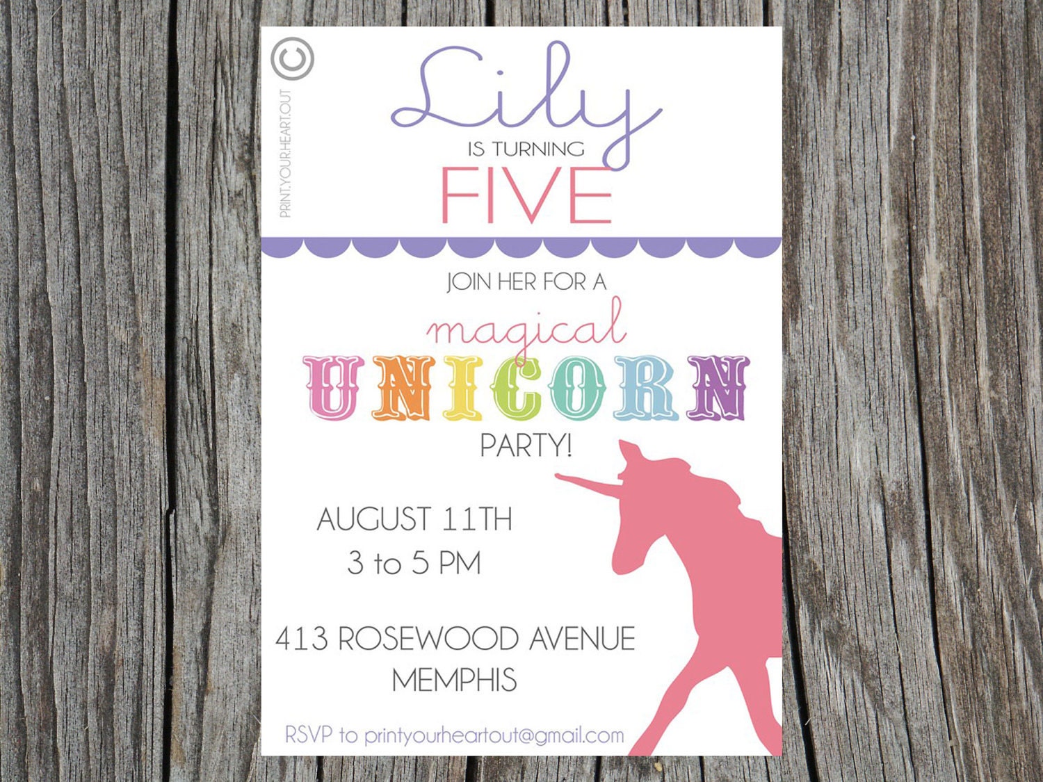 Unicorn Rainbow Party Printable Invitation Il_170x135