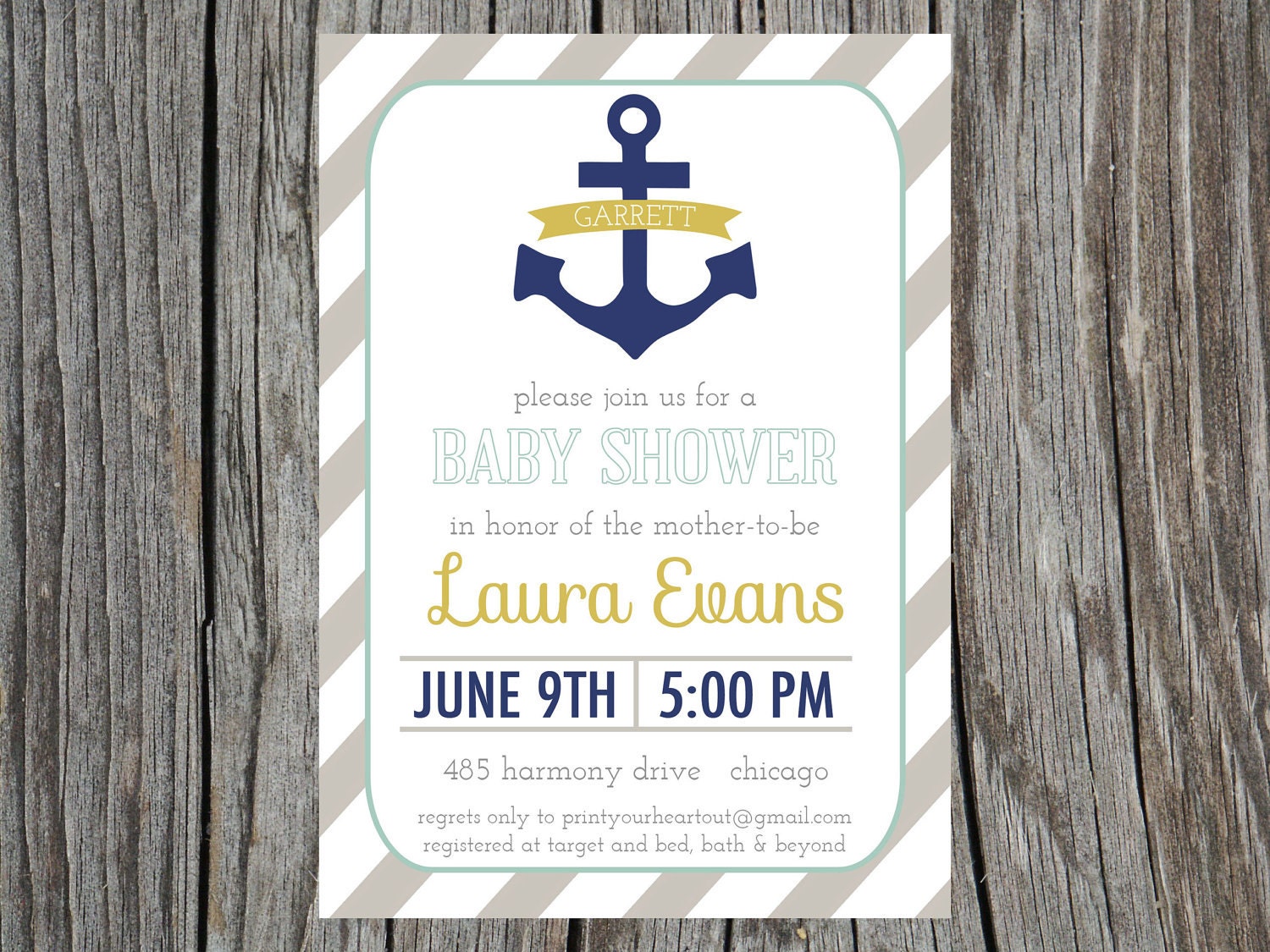Nautical Baby Shower Invitation Anchor Printable