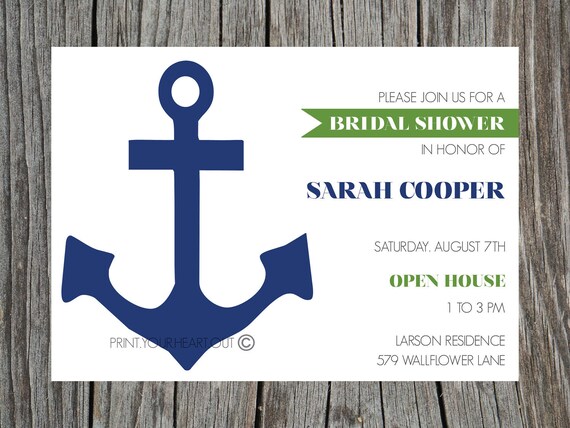 Printable Bridal Shower Invitation Nautical Anchor Navy Il_570xn