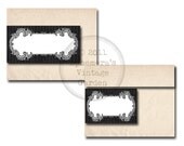 Black Striped Vintage Wrap Around Mailing Labels - Digital Collage Sheet - pinstripe victorian ornate frame